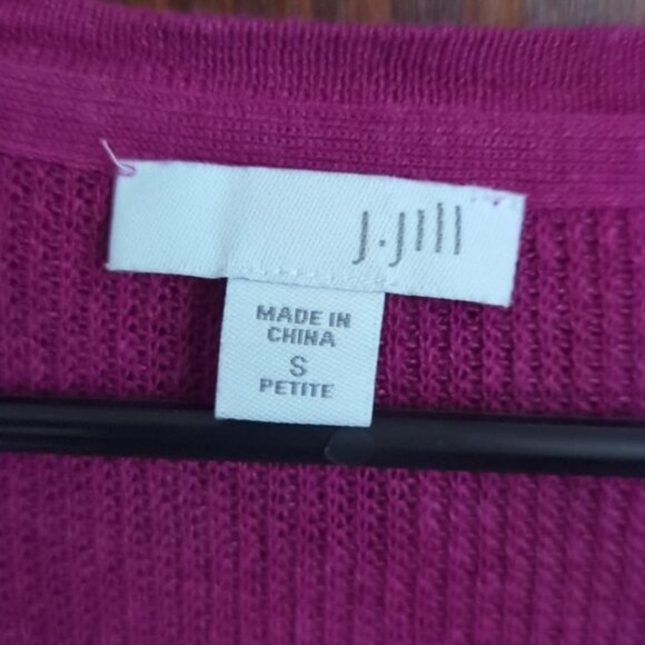 J.Jill Magenta Linen Blend 3/4 Sleeve V Neck Blouse Size XS Petite - Picture 4 of 7